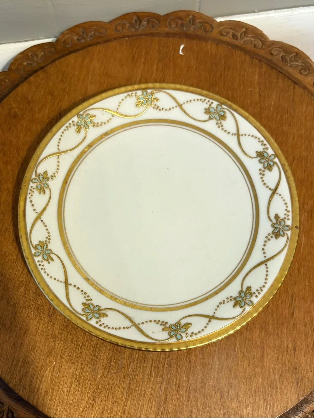 Limoges Elegant Gold, White, and Blue Decorative Plate